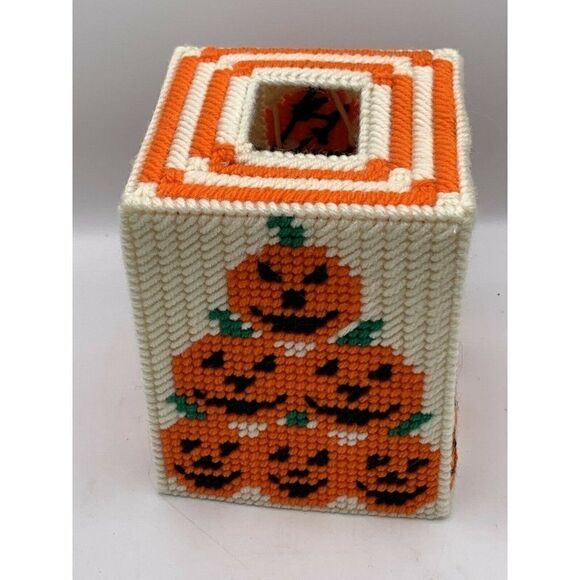 Vintage Halloween Tissue Box Holder Jack O Lantern - Picture 5 of 9